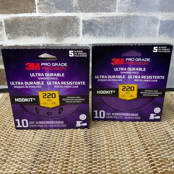 NEW 2 pks of 10 Pro Grade 3M 5" Precision Sanding Discs 220 Fine Universal Hole - Picture 1 of 4